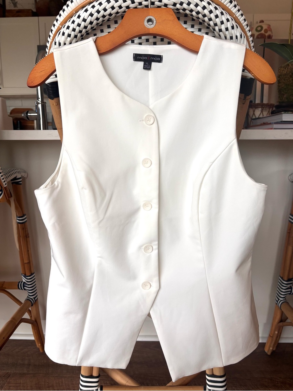 Ivory Button Front Vest